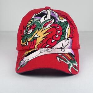 VTG Y2K Don Ed Hardy Dragon Red Trucker Hat